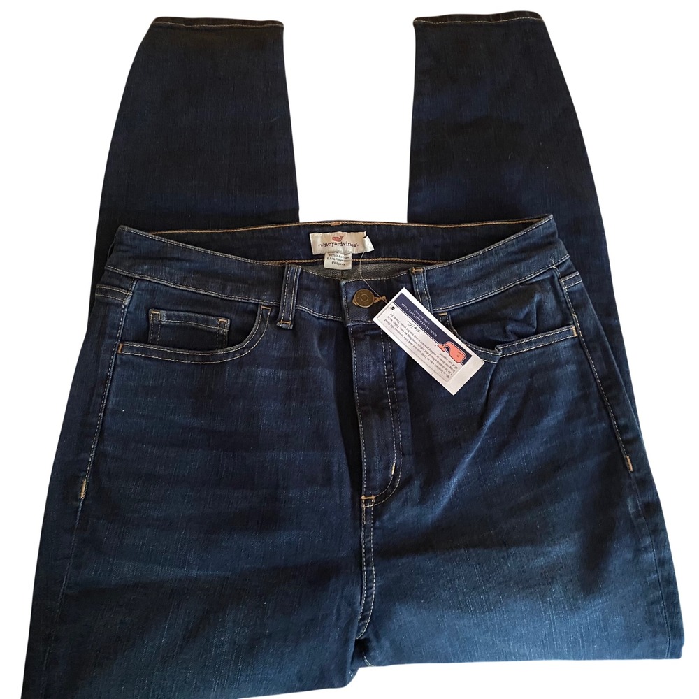 Vineyard Vines Factory NEW Jaime High Rise Skinny Jeans Dark Wash Deep 10